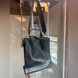 Ecco leather Black Geometric Tote Bag